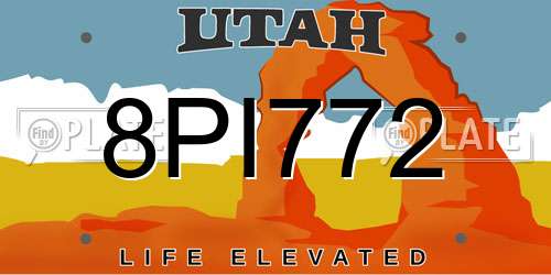 8PI772 Utah License Plate