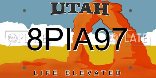 8PIA97 Utah License Plate