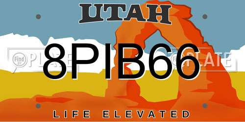 8PIB66 Utah License Plate