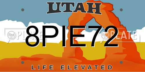 8PIE72 Utah License Plate