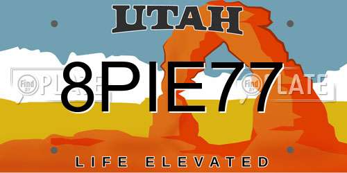 8PIE77 Utah License Plate