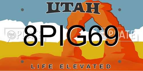 8PIG69 Utah License Plate