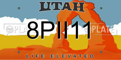 8PII11 Utah License Plate