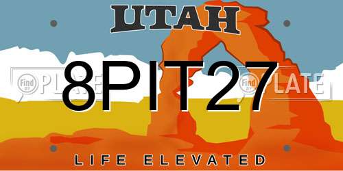 8PIT27 Utah License Plate