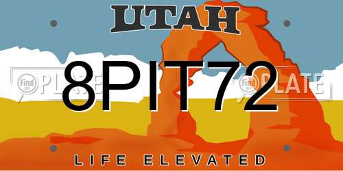 8PIT72 Utah License Plate