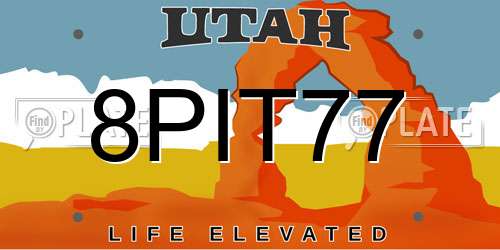 8PIT77 Utah License Plate