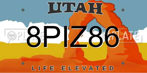 8PIZ86 Utah License Plate