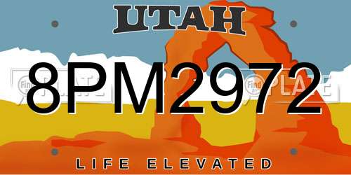 8PM2972 Utah License Plate