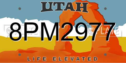 8PM2977 Utah License Plate