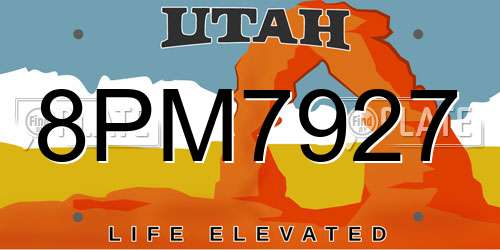 8PM7927 Utah License Plate