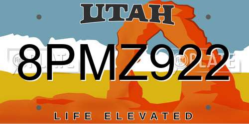 8PMZ922 Utah License Plate