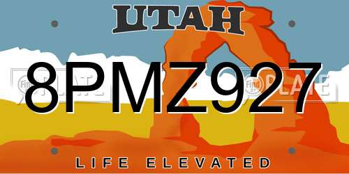 8PMZ927 Utah License Plate
