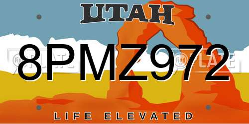 8PMZ972 Utah License Plate