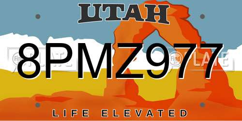 8PMZ977 Utah License Plate