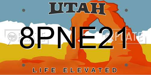 8PNE21 Utah License Plate