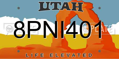 8PNI401 Utah License Plate