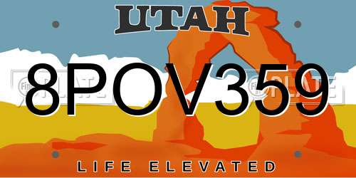 8POV359 Utah License Plate