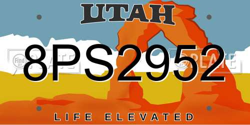 8PS2952 Utah License Plate