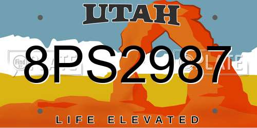 8PS2987 Utah License Plate