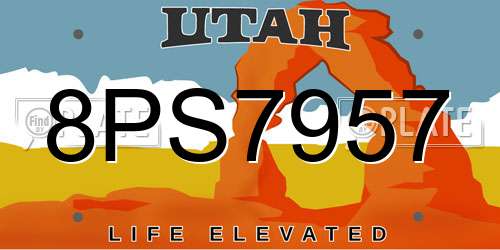 8PS7957 Utah License Plate