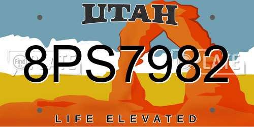 8PS7982 Utah License Plate