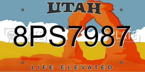 8PS7987 Utah License Plate