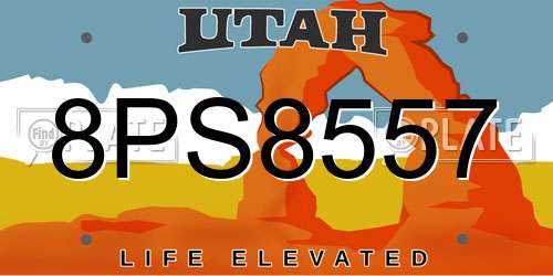 8PS8557 Utah License Plate