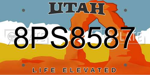 8PS8587 Utah License Plate