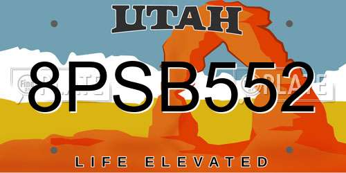 8PSB552 Utah License Plate