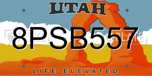 8PSB557 Utah License Plate