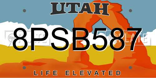 8PSB587 Utah License Plate