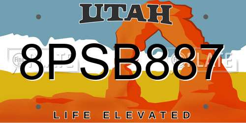 8PSB887 Utah License Plate