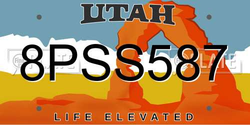 8PSS587 Utah License Plate