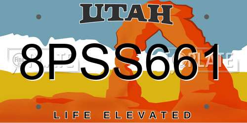 8PSS661 Utah License Plate