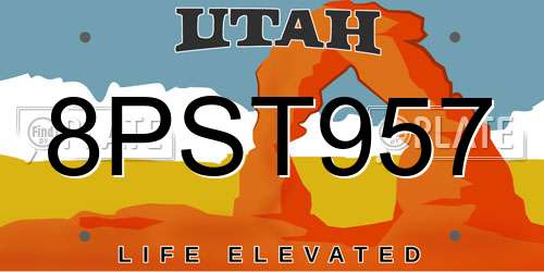 8PST957 Utah License Plate