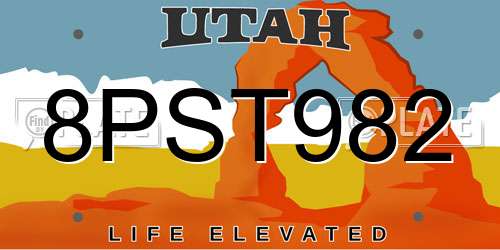 8PST982 Utah License Plate