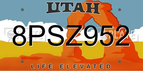8PSZ952 Utah License Plate