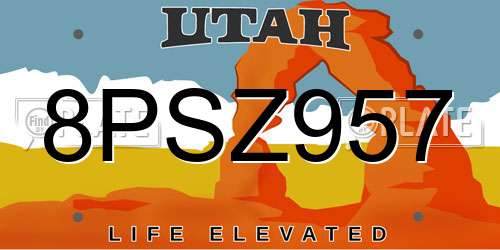 8PSZ957 Utah License Plate