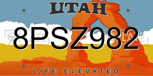8PSZ982 Utah License Plate