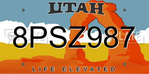 8PSZ987 Utah License Plate