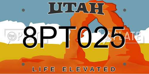 8PT025 Utah License Plate