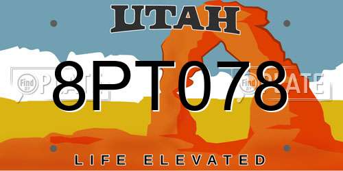 8PT078 Utah License Plate