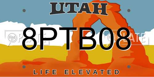 8PTB08 Utah License Plate