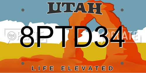 8PTD34 Utah License Plate