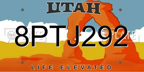 8PTJ292 Utah License Plate