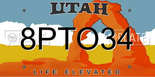 8PTO34 Utah License Plate