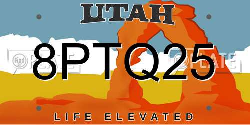 8PTQ25 Utah License Plate