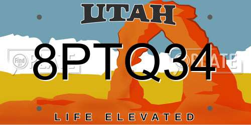 8PTQ34 Utah License Plate