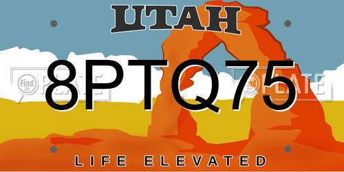 8PTQ75 Utah License Plate