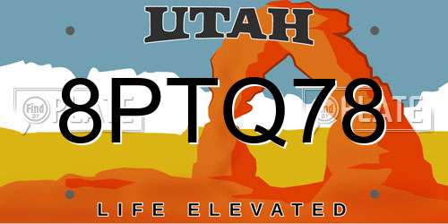 8PTQ78 Utah License Plate